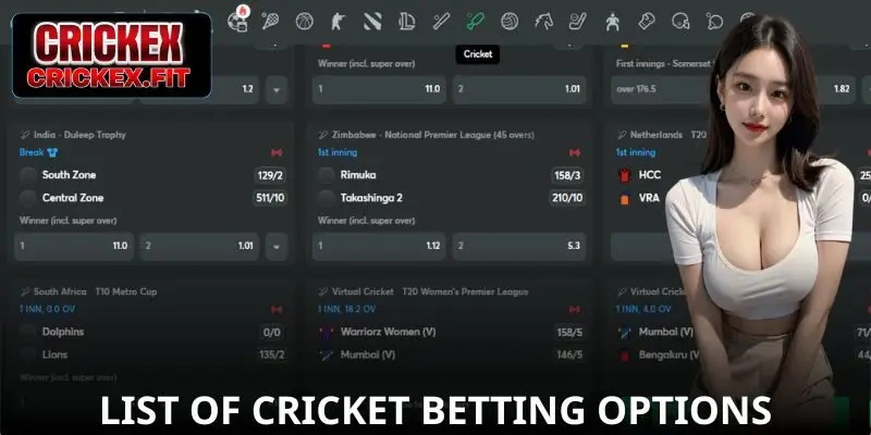 List of Cricket Betting Options